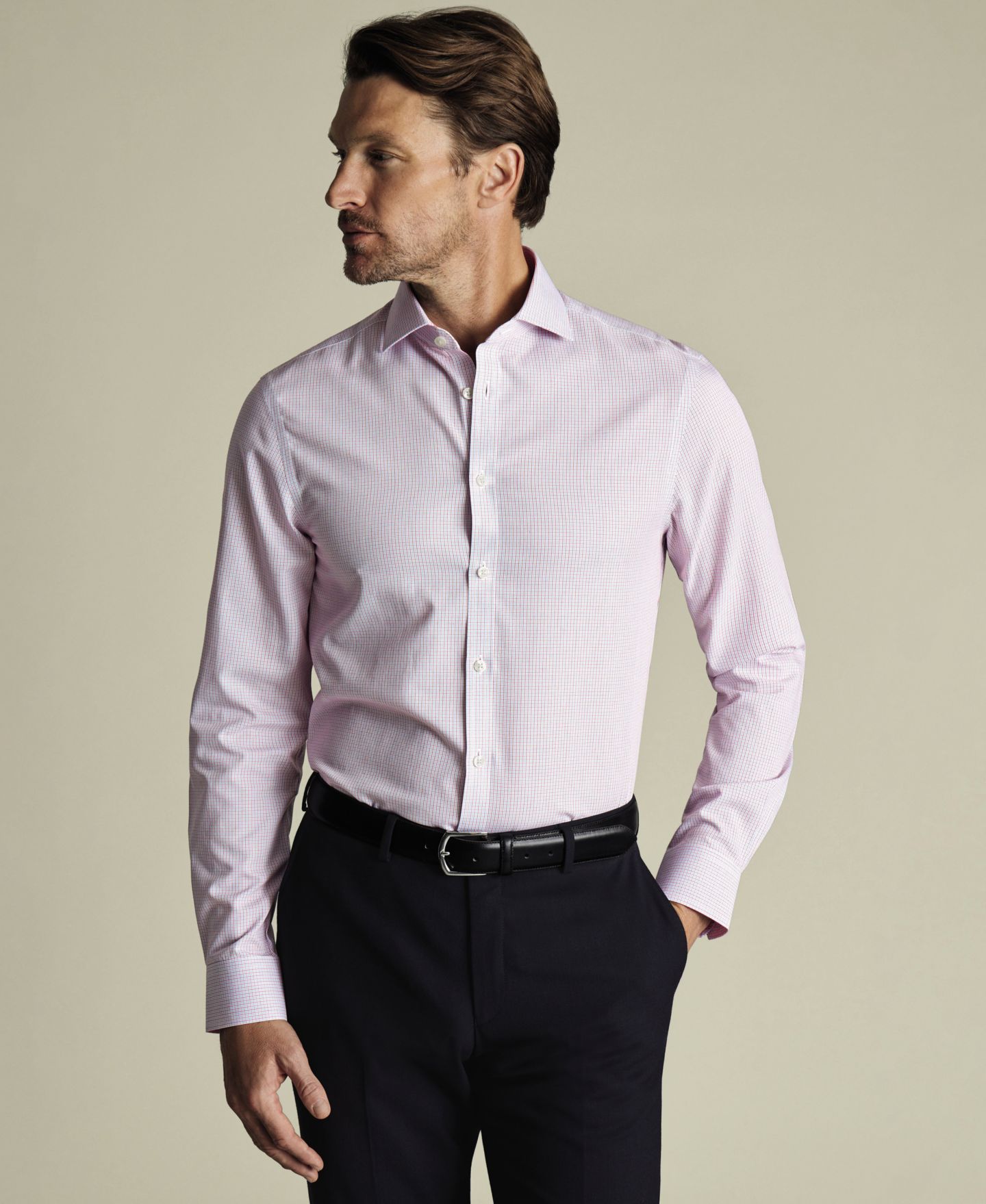 Мужская рубашка Charles Tyrwhitt Non-Iron Check Dress Shirt, цвет: Красный — фото 1