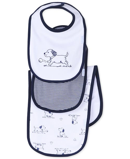 Little Me Baby Boys 3 Piece Puppy Toile Bib And Burp Cloth Set