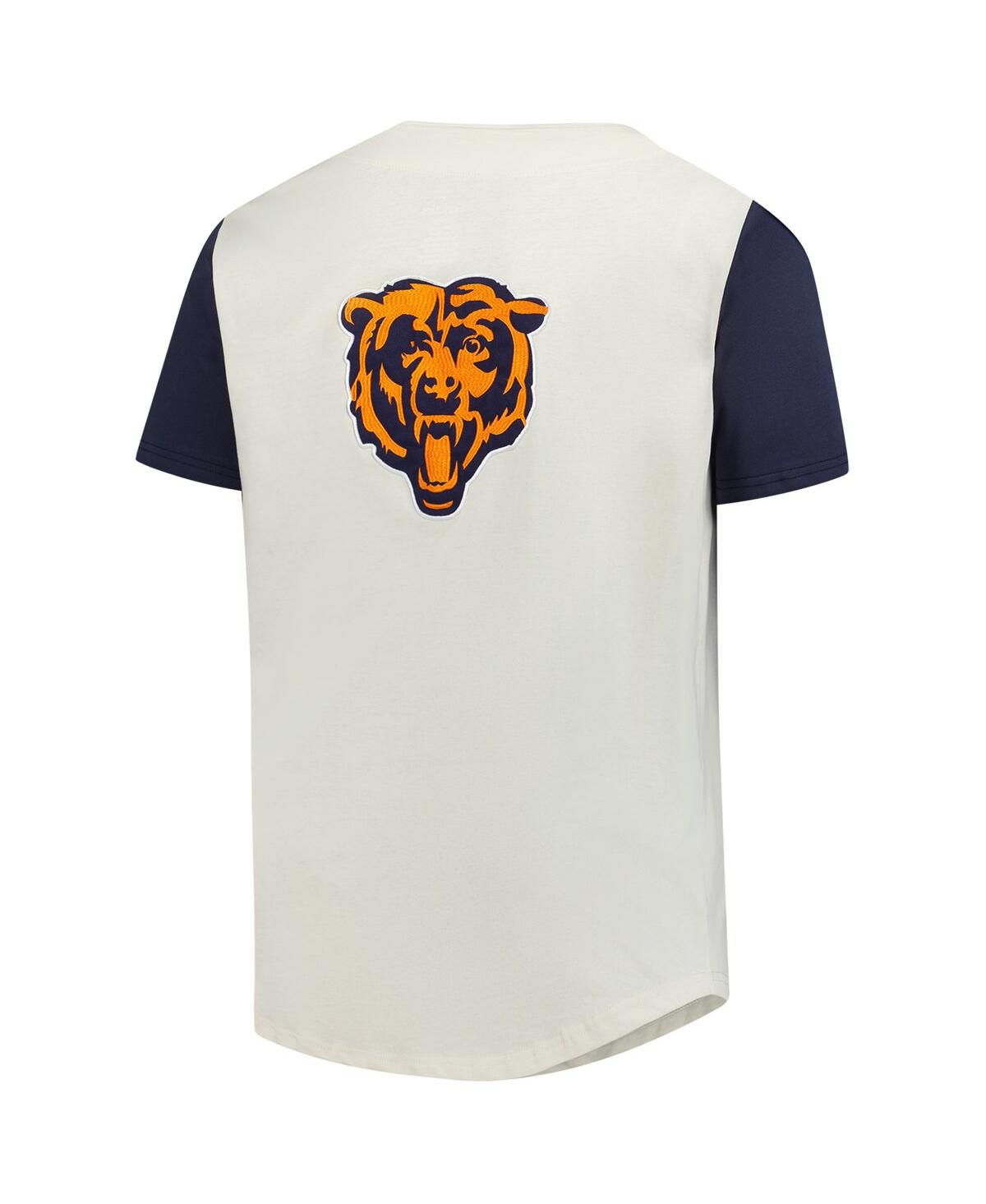 Fanatics Men's Cream Chicago Bears Full-button Short Sleeve T-shirt In White