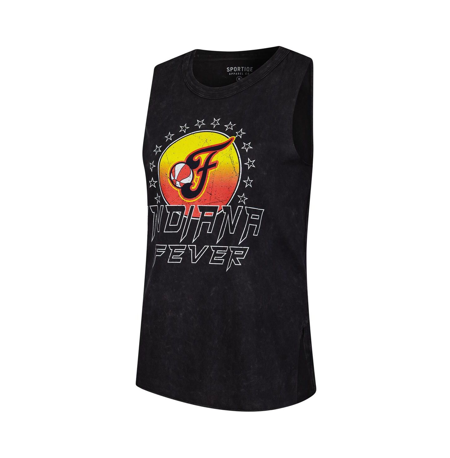 Женский топ Sportiqe Black Indiana Fever Rock Roll Collection Turner Mineral Wash — фото 2