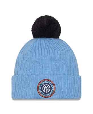 New Era - Men's Light Blue New York City FC 2025 Jersey Hook Cuffed with Pom Knit Hat