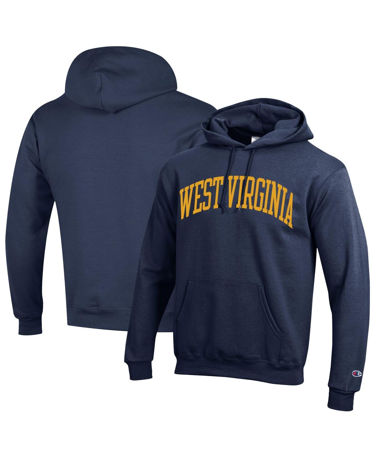 Men's Navy West Virginia Mountaineers Basic Arch Fleece Pullover Hoodie - Navy