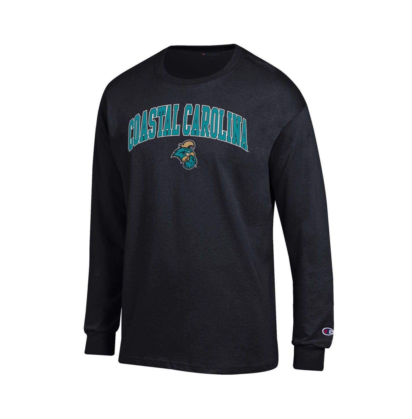 Мужская футболка Champion Black Coastal Carolina Chanticleers Arch Over Logo Long Sleeve — фото 2