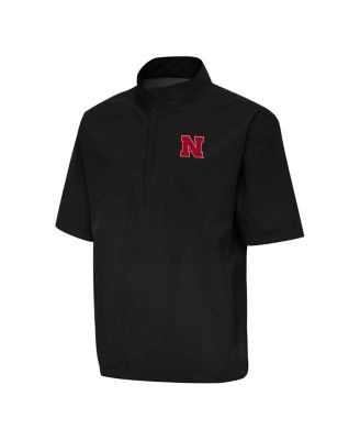 Antigua - Men's Black Nebraska Huskers Brisk Quarter-Zip Windbreaker