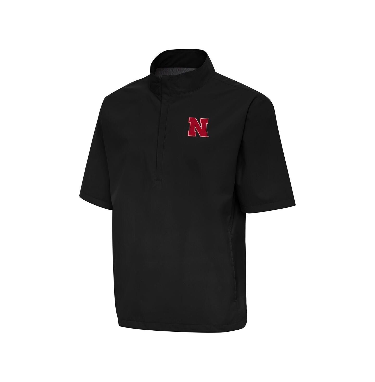 Мужская куртка Antigua Black Nebraska Huskers Brisk Quarter-Zip Windbreaker — фото 1