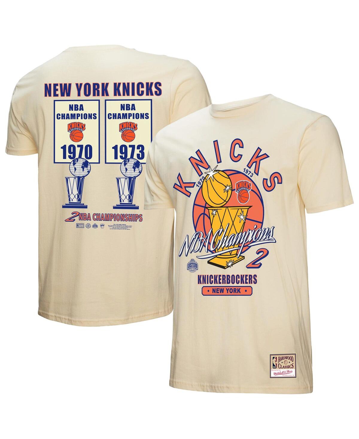 Mitchell & Ness Cream New York Knicks Hardwood Classics Champions Vintage T-shirt In White