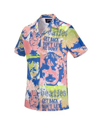 Men's Pink the Beatles Portrait Mesh Button-Down Shirt