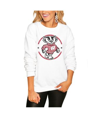 Gameday Couture - Women's White Wisconsin Badgers End Zone Pullover Sweatshirt