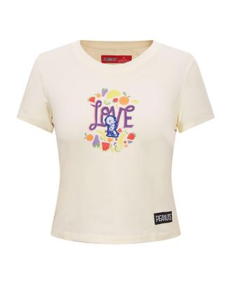 Women's Cream Peanuts Sweet Love Baby Doll Cropped T-Shirt