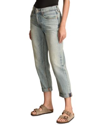 Women's Cotton Mid-Rise Tapered Boy Jeans 