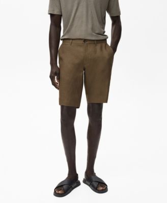 Men's Slim-Fit Linen Bermuda Shorts