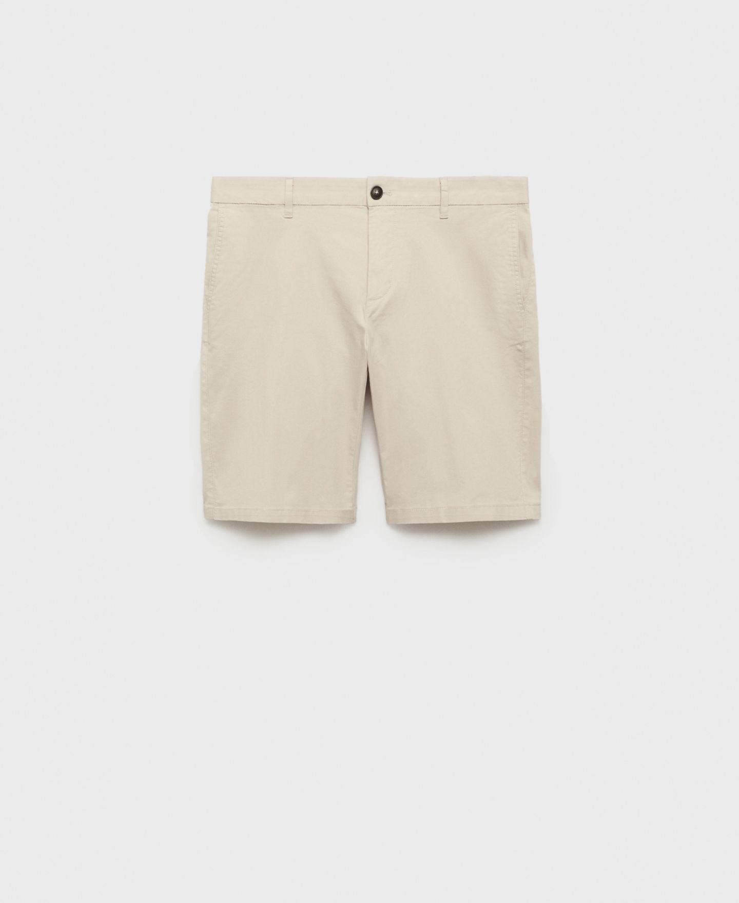 Мужские шорты Mango Straight Cotton 10" Bermuda, цвет: Бежевый — фото 2