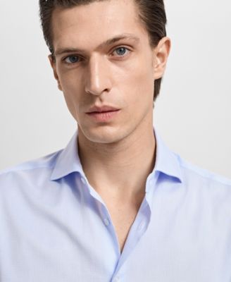 Men's Slim-Fit Micro-Print Twill Dress Shirt
