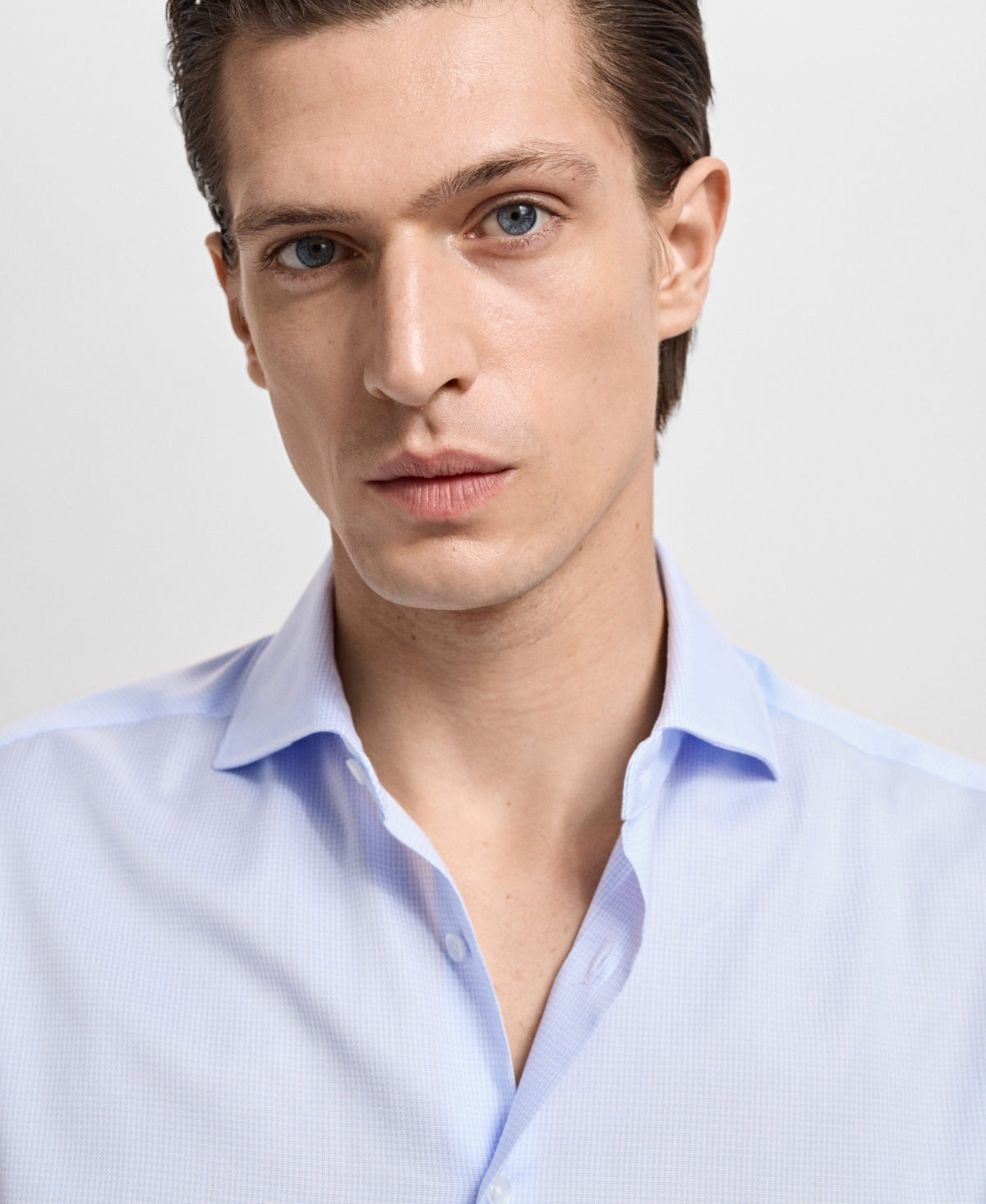 Mango Slim Fit Stripe Button-up Shirt With Contrast Collar In Blue