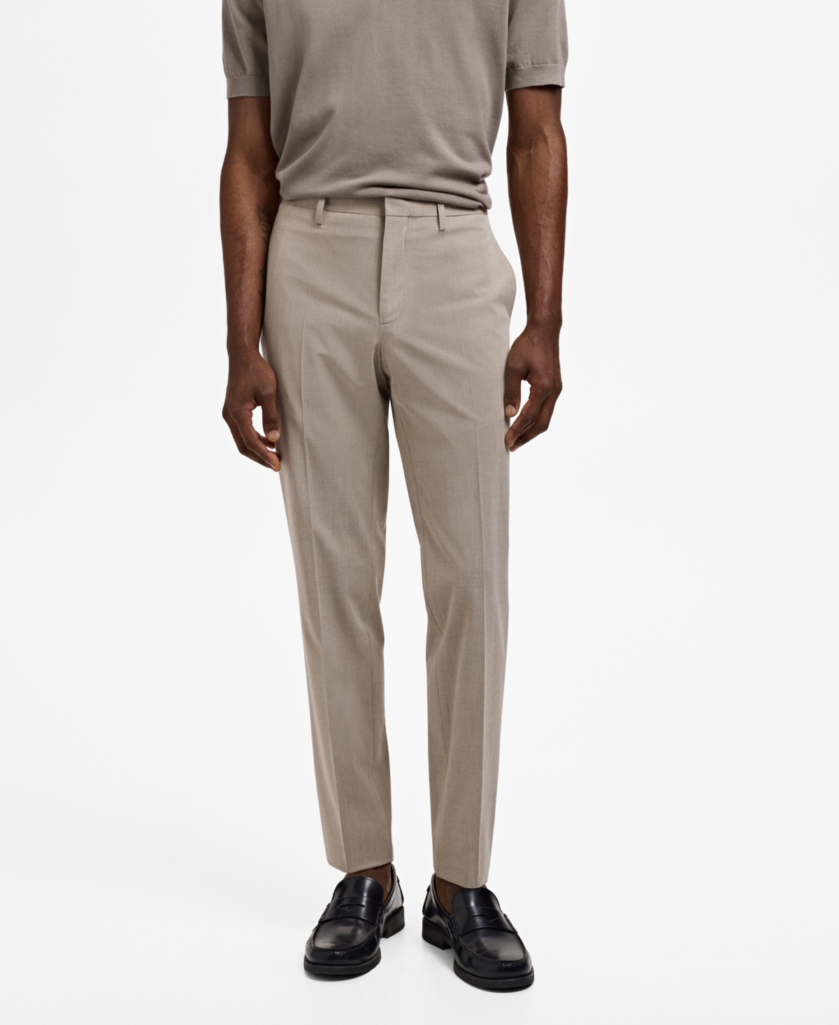 Men's Stretch Fabric Super Slim-Fit Suit Pants - Sand