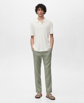 Men's Linen-Blend Slim Fit Polo Shirt