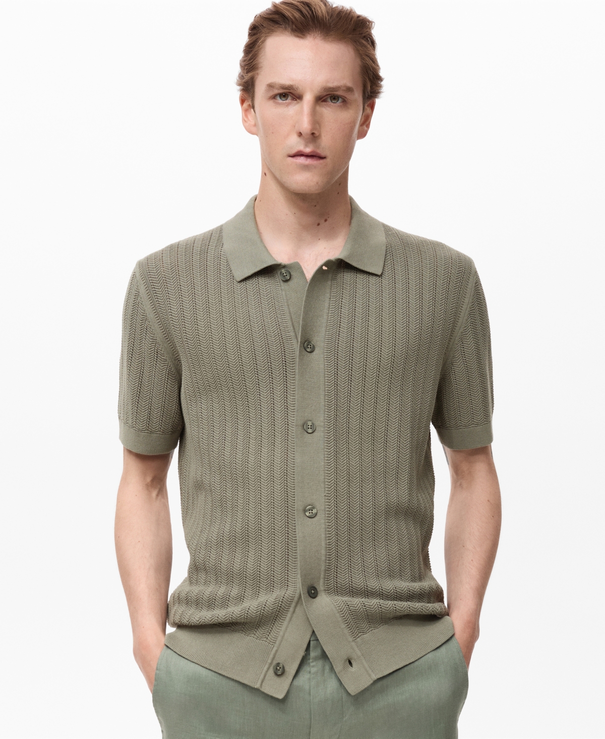 Men's Cotton Structure Shirt - Khaki