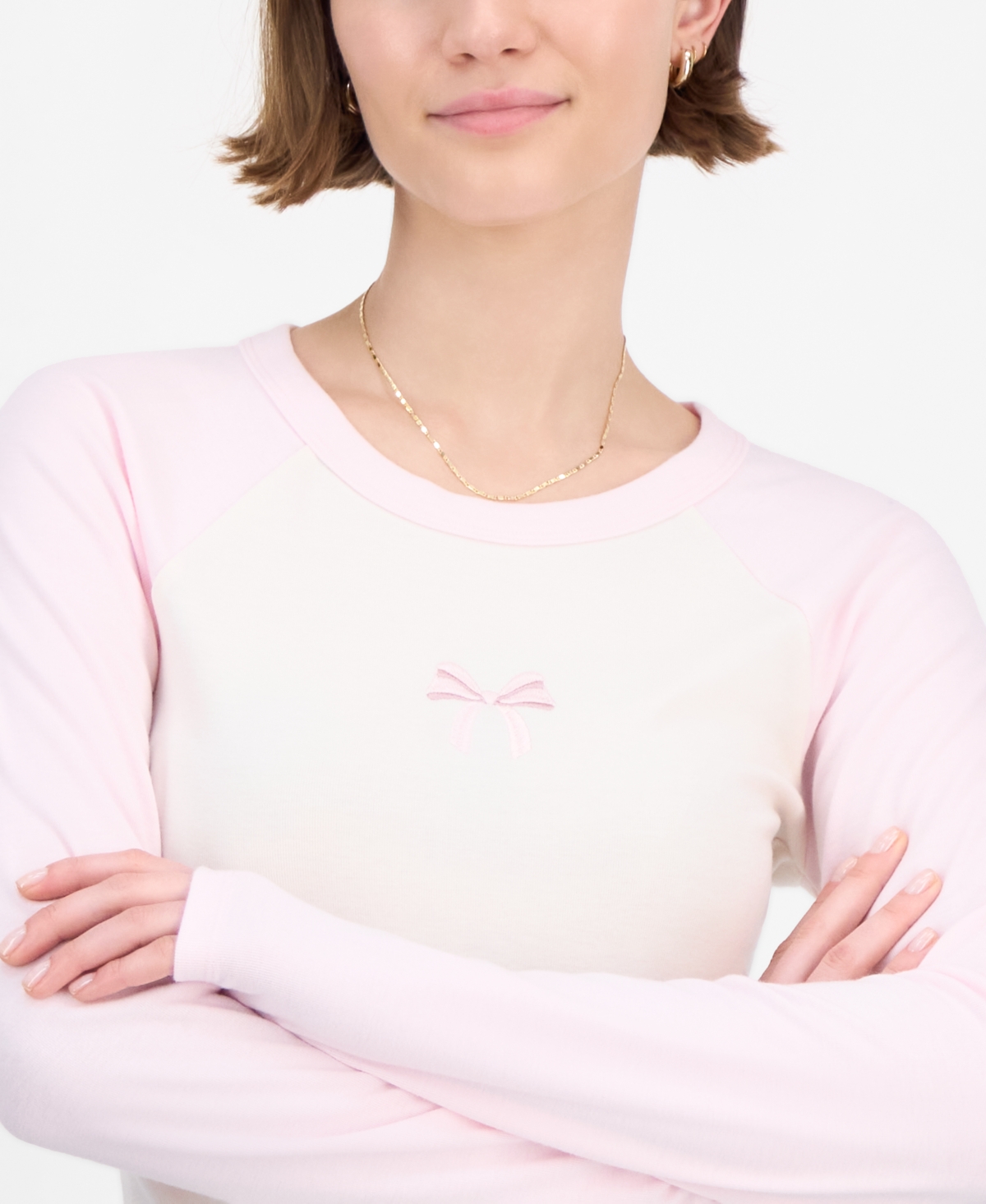 Hippie Rose Juniors' Crewneck Raglan Long-sleeve T-shirt In Multi