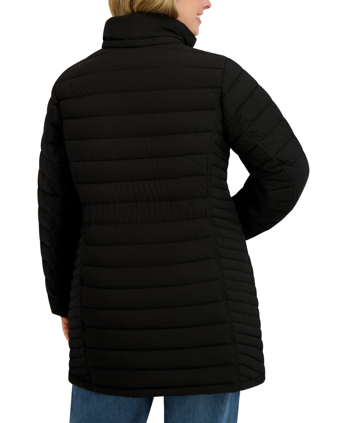Nautica Plus Size Hooded Water-resistant Puffer Coat In Black