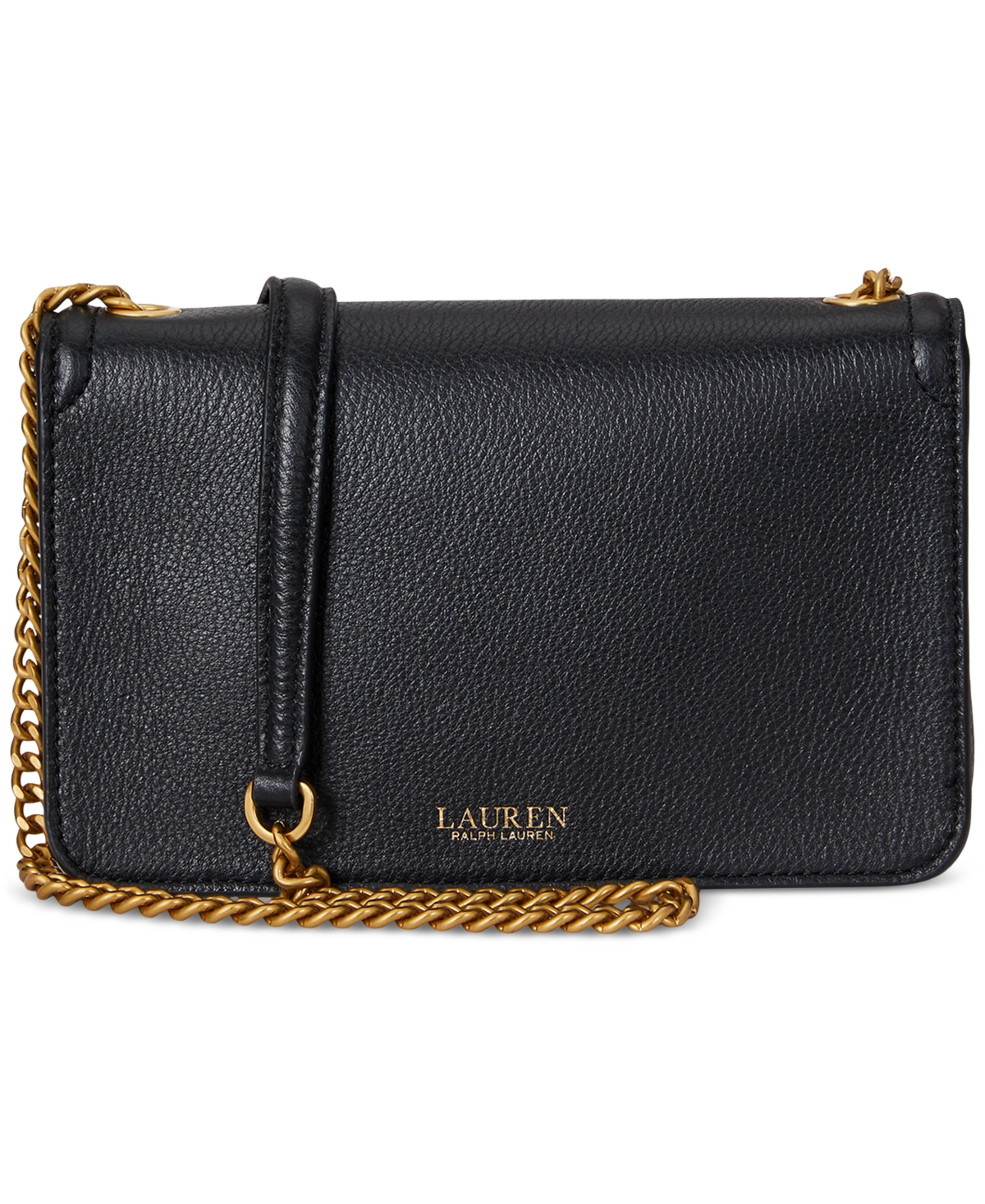 Ralph Lauren Pebbled Leather Bradley Crossbody Wallet In Black