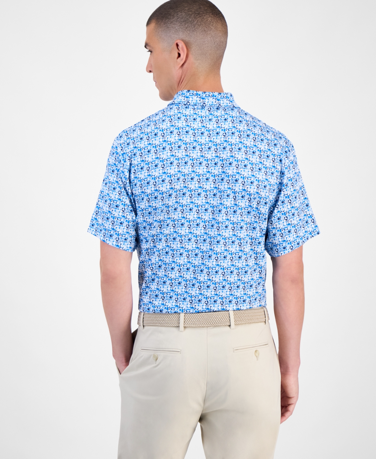 Pga Tour Men's All-over Geometric Polo Shirt In Multi