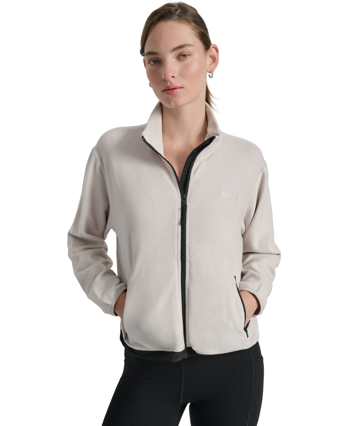 Dkny Sport Woman Sweatshirt Beige Size Xl Polyester, Elastane In White