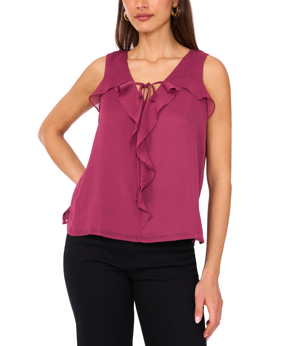 Vince Camuto Women's Sleeveless Ruffled Top In Purple