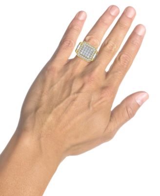 Men's Diamond Cluster Ridged Statement Ring (2 ct. t.w.) in 10k Gold