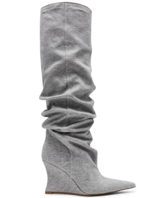 Women's Distortion Knee-High Slouch Wedge Boots, Regular & Wide Calf