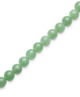 Dyed Green Jade & Cultured Freshwater Pearl (7mm) Bead Bracelet in Sterling Silver