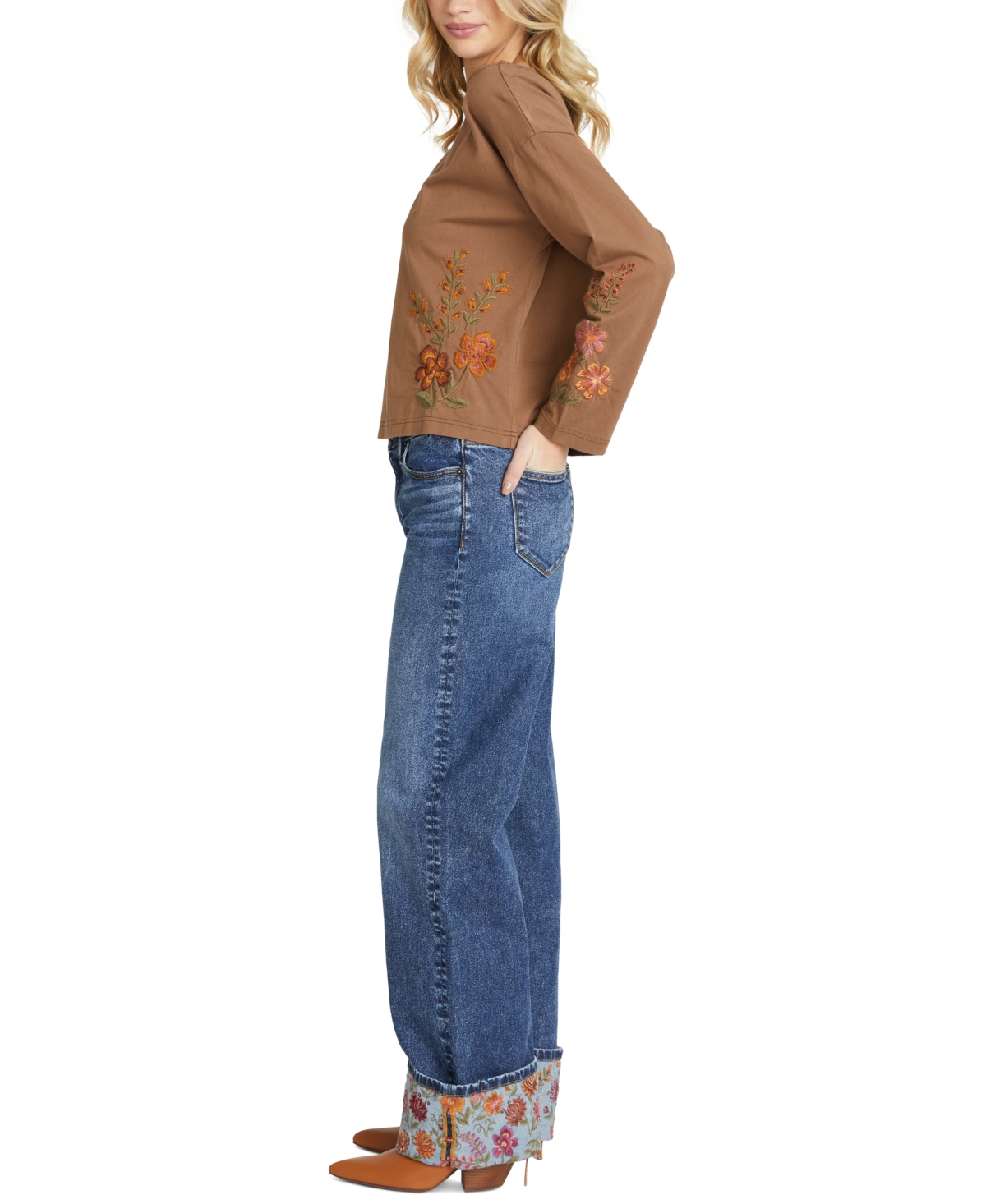 Driftwood Dritwood Women's Crewneck X Oshibana Embroidered Top In Blue