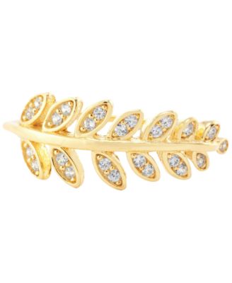 Pav&eacute; Leaf Ring in Sterling Silver (also in 18k Gold-Plated Sterling Silver)