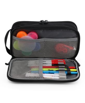 Doodle Pencil Case with Organizational Pockets and Handle Strap