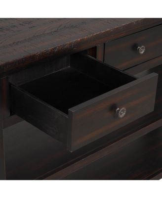 CASAINC 48" Solid Pine Wood Top, Mixed MDF board 3 Storage Drawers and 2 Shelves Console Table Cabinet