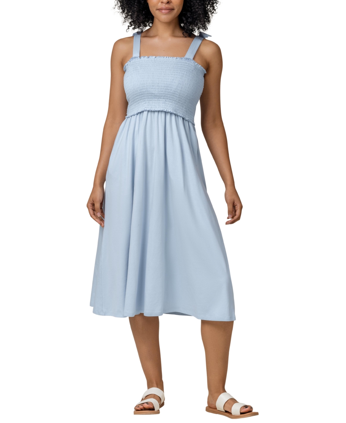 Sienna Smocked Maternity & Nursing Dress - Light mauve