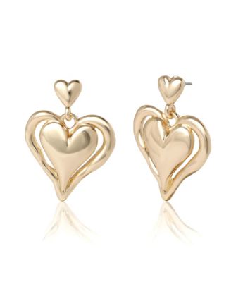 Double Heart Drop Earrings