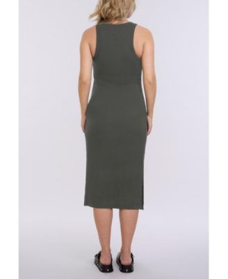 Women's Crew Neck Sleeveless Racerback Maternity Midi Dress - Motherhood Maternity