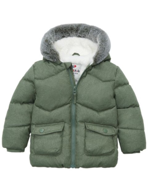 Куртка Rokka&Rolla Sherpa Lined Puffer Jacket Warm Winter Coat with Hood для мальчиков-малышей, цвет: Сосновый зелёный