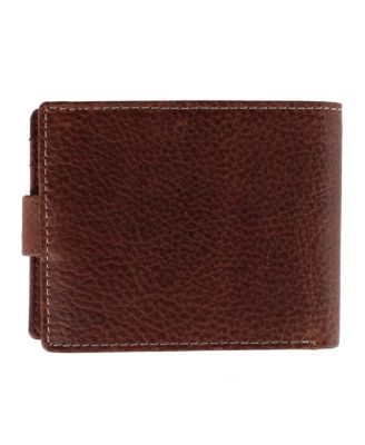 Men's Parker Pebbled Leather Bi-Fold Wallet with ID Window and Popper Fastener