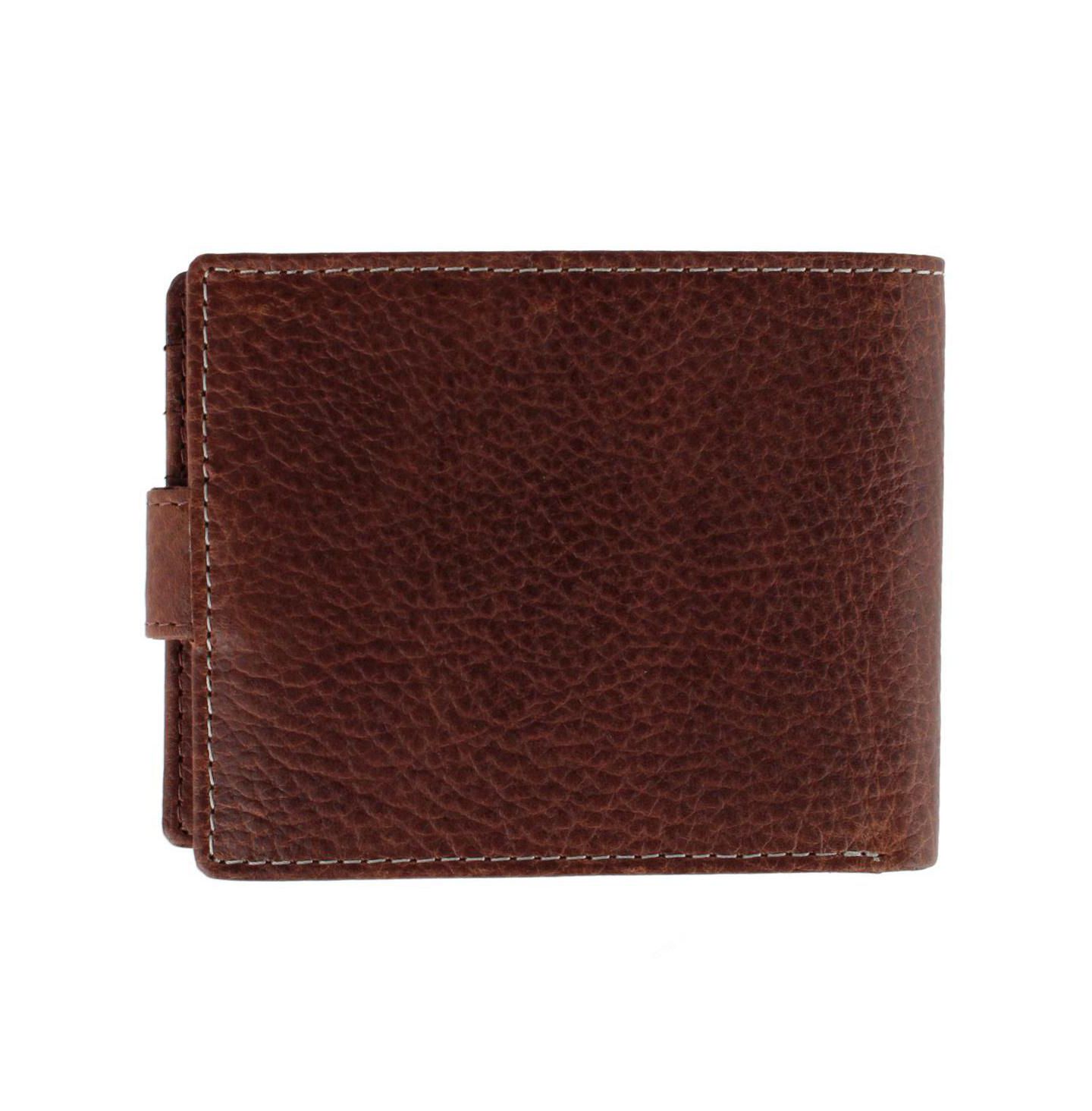 Мужской кошелёк TRAFALGAR Parker Pebbled Leather Bi-Fold Wallet with ID Window and Fastener, цвет: Коричневый — фото 5