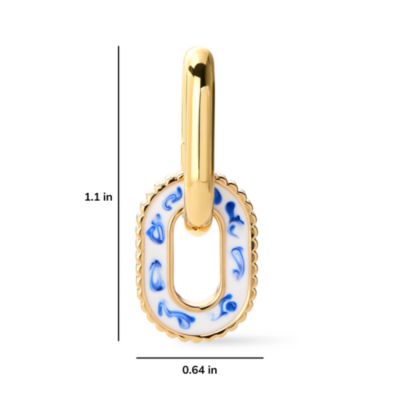 Double Hoop Earrings - Ash Double Marble Blue