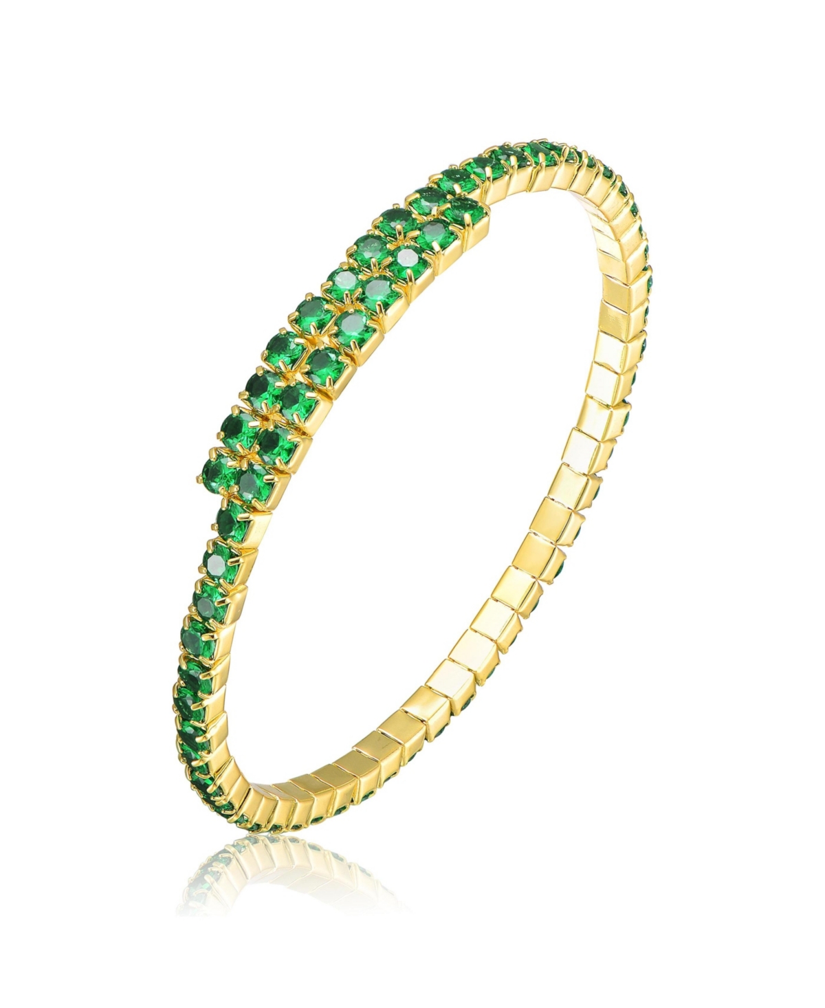 Colored Cubic Zirconia All Tennis Bangle Bracelet - Blue