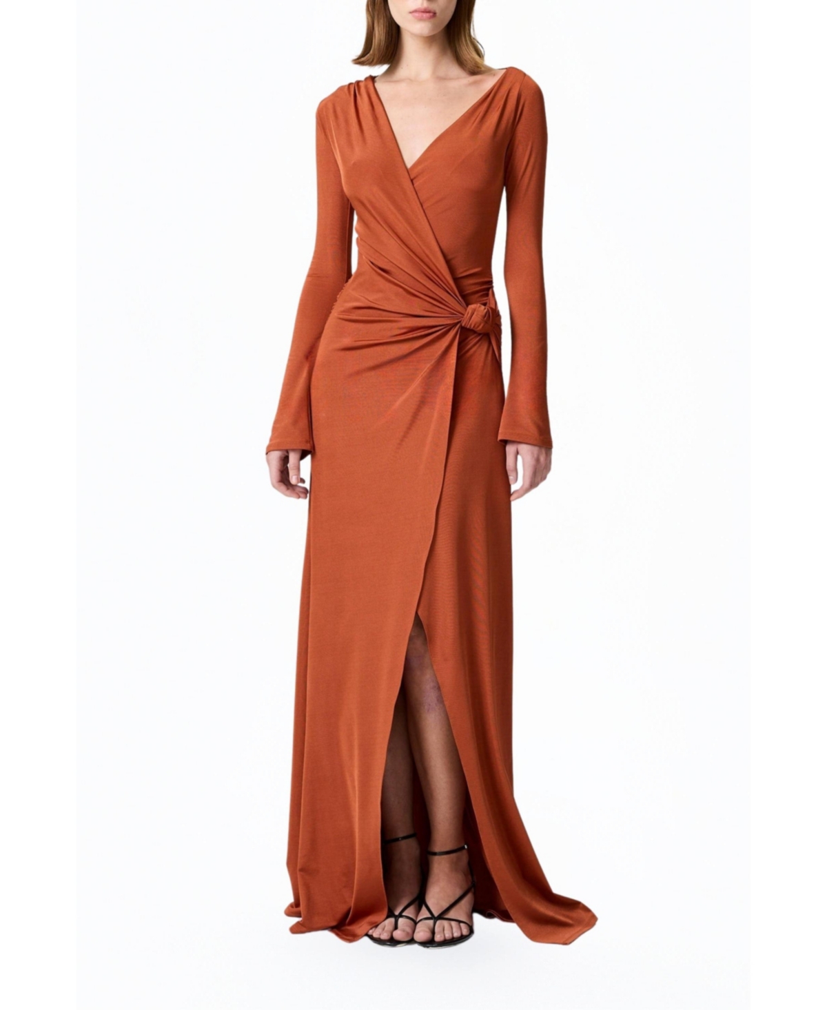Women's Knot Detail Slit Maxi Dress - Open brown