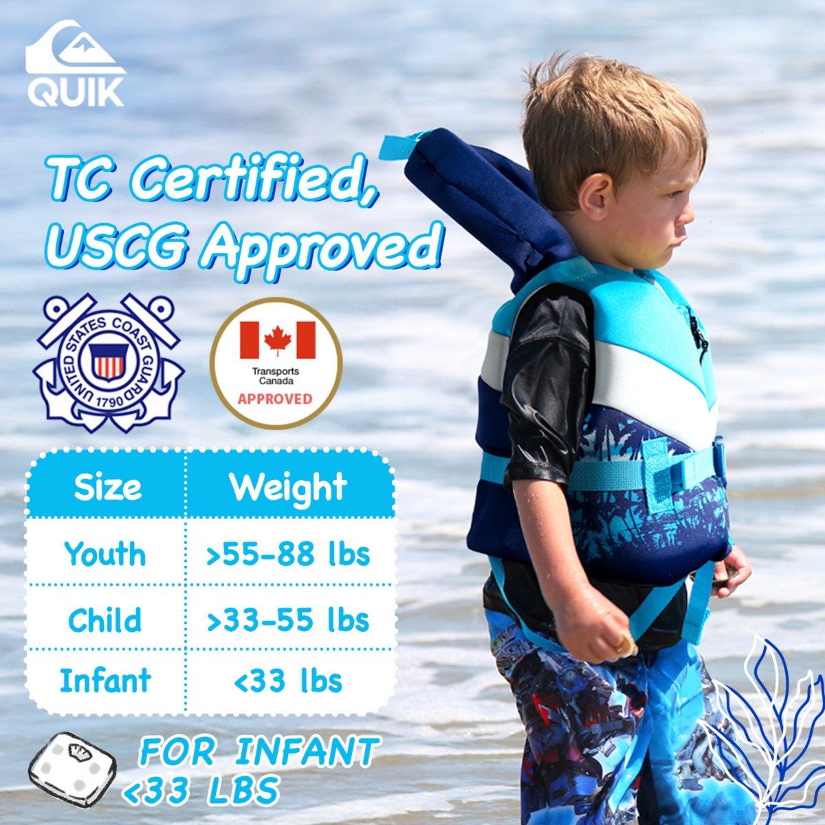 Quiksilver Uscg Approved Life Jacket, Evoprene Pfd Pvc Foam Swim Vest