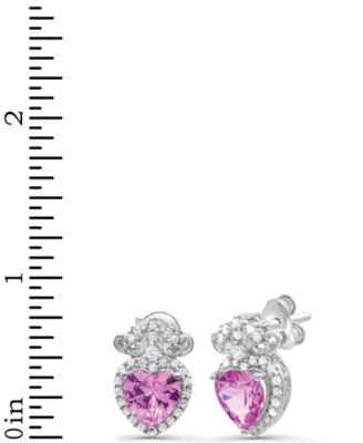 Lab-created Pink Sapphire 1-5/8 ct. t.w. and Lab-created White Sapphire 1/2 ct. t.w. Heart Drop Earrings in Sterling Silver