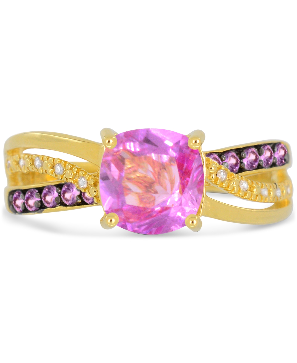 Macy's Lab-grown Ruby (2 Ct. T.w.) & Diamond Accent Swirl Ring In 14k Gold-plated Sterling Silver In Gold