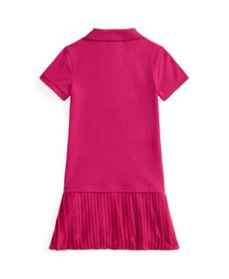 Girls 2T-6X Pleated Stretch Mesh Polo Dress