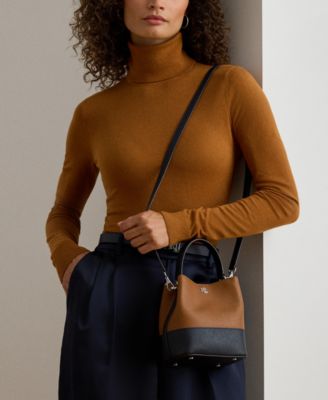 Two-Tone Leather Small Reese Bucket Bag