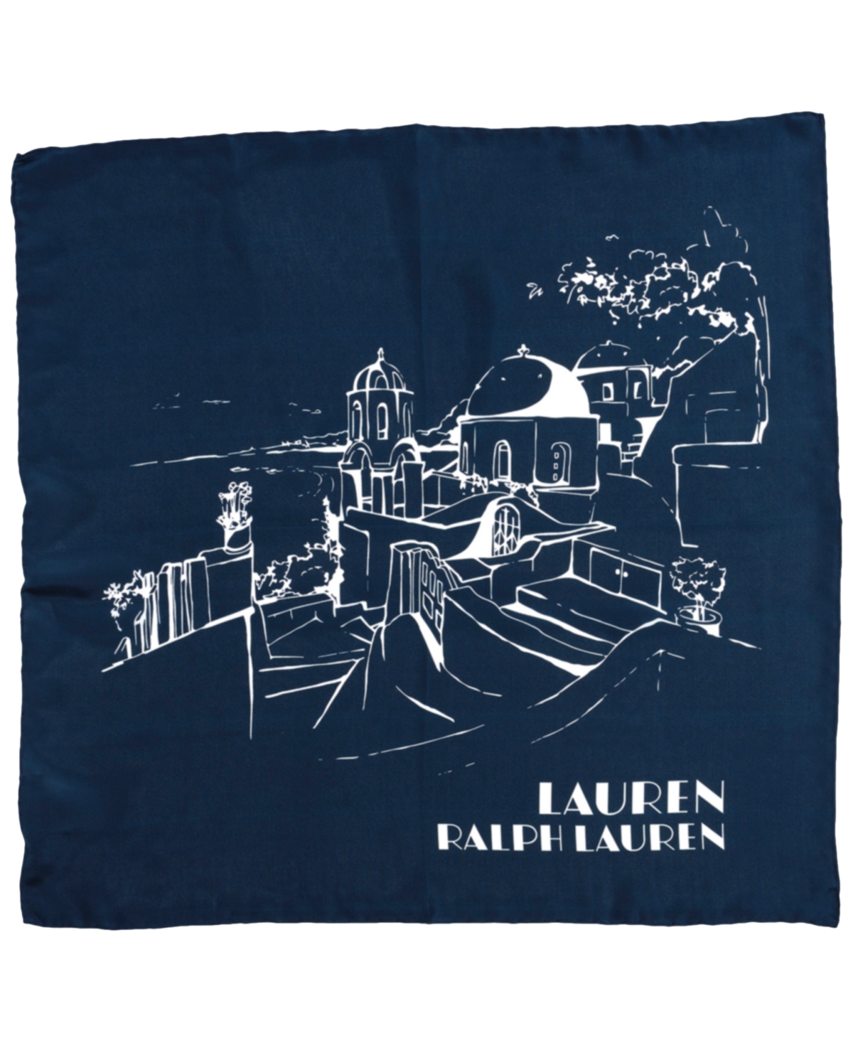 Summer Conversational Square Scarf - Shadow navy