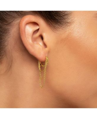 14K Gold-Plated Chains Huggie Earrings